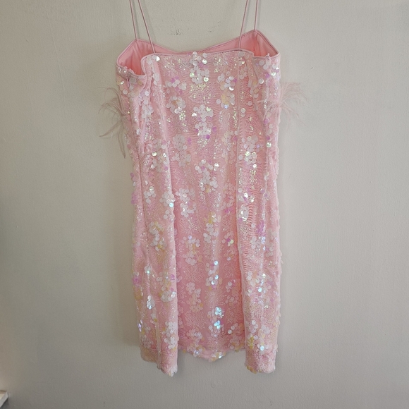 NWT Endless Rose Pink Sequin Feather Sleeveless Women's Mini Dress Size … - Picture 8 of 11
